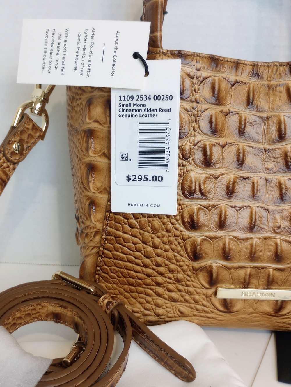SOLD NWT Brahmin Small Mona Croc Embossed Leather Crossbody Satchel Purse - Picture 2 of 14
